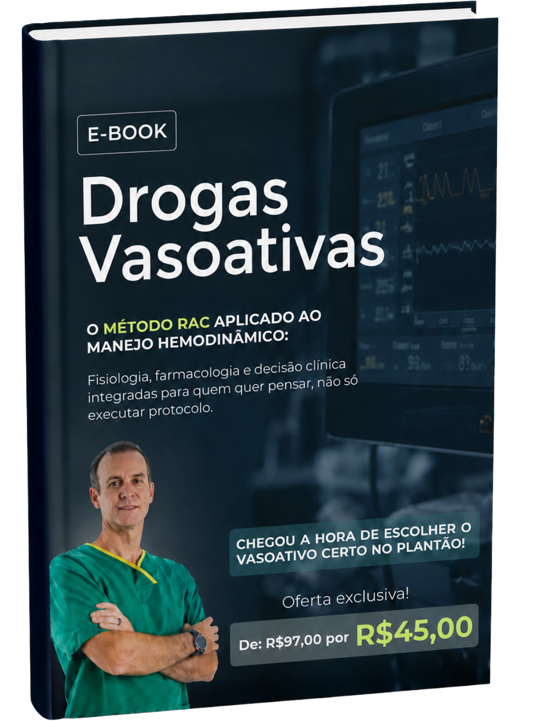 Mockup do ebook Como Escolher o Vasoativo Certo no Plantão.